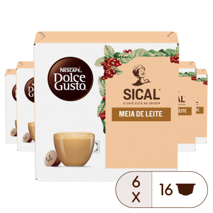 Embalagem de 96 C&aacute;psulas Sical Meia de leite 6x16 C&aacute;psulas NESCAF&Eacute;&reg; Dolce Gusto&reg; 
