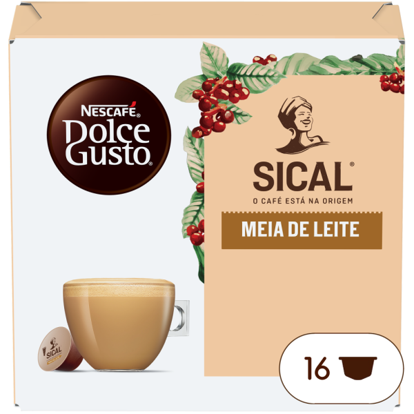 Embalagem de 16 Cápsulas Sical Meia de Leite NESCAFÉ® Dolce Gusto® 