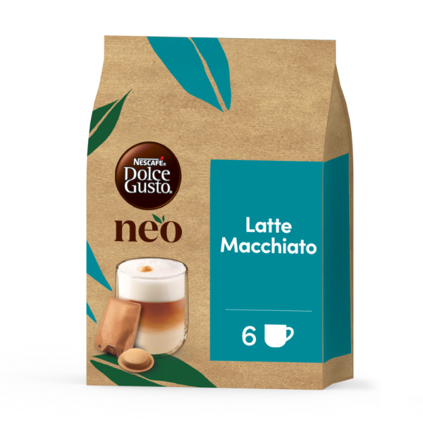 imagem de frente embalagem neo latte macchiato com saqueta