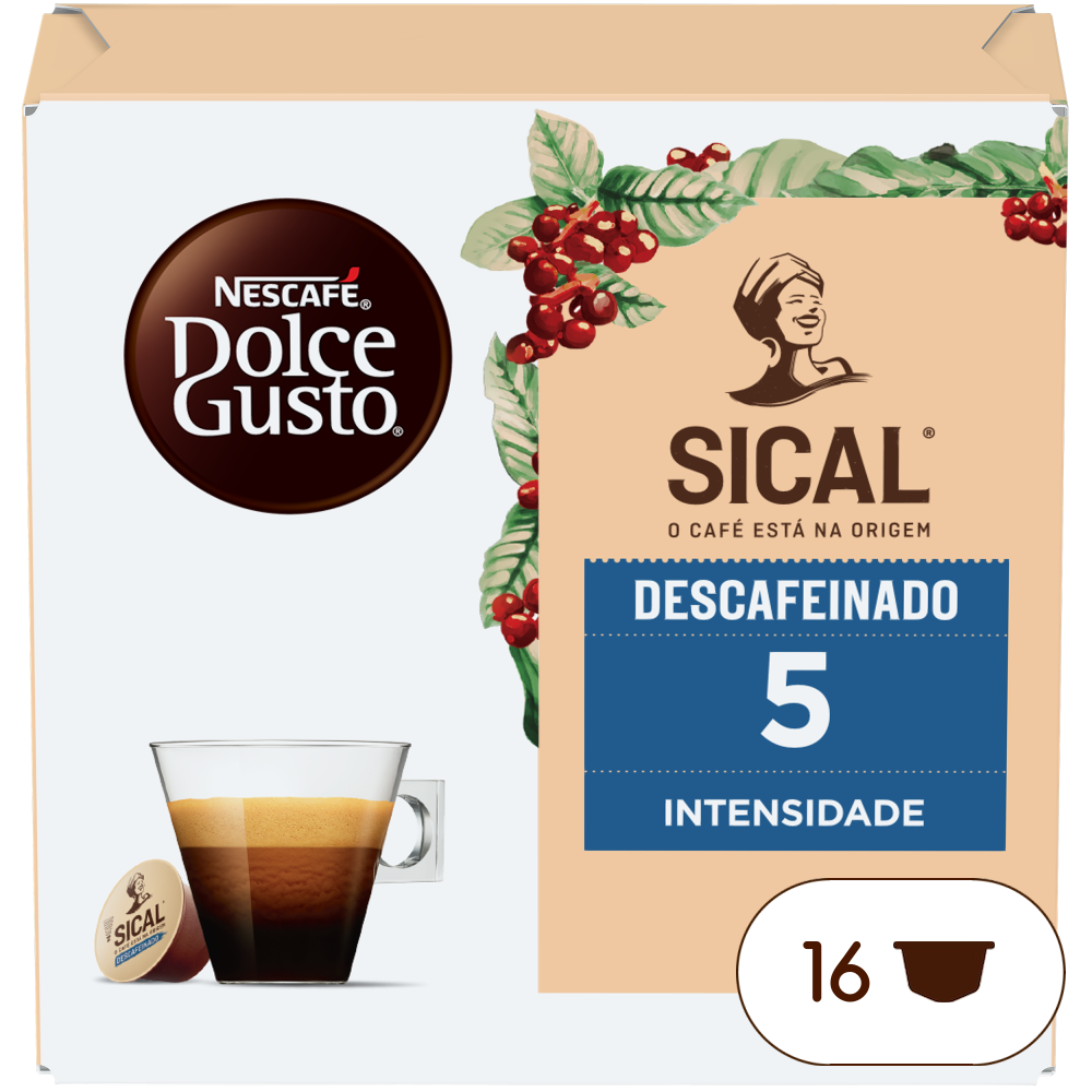 Embalagem de 16 Cápsulas Sical Descafeinado NESCAFÉ® Dolce Gusto® 