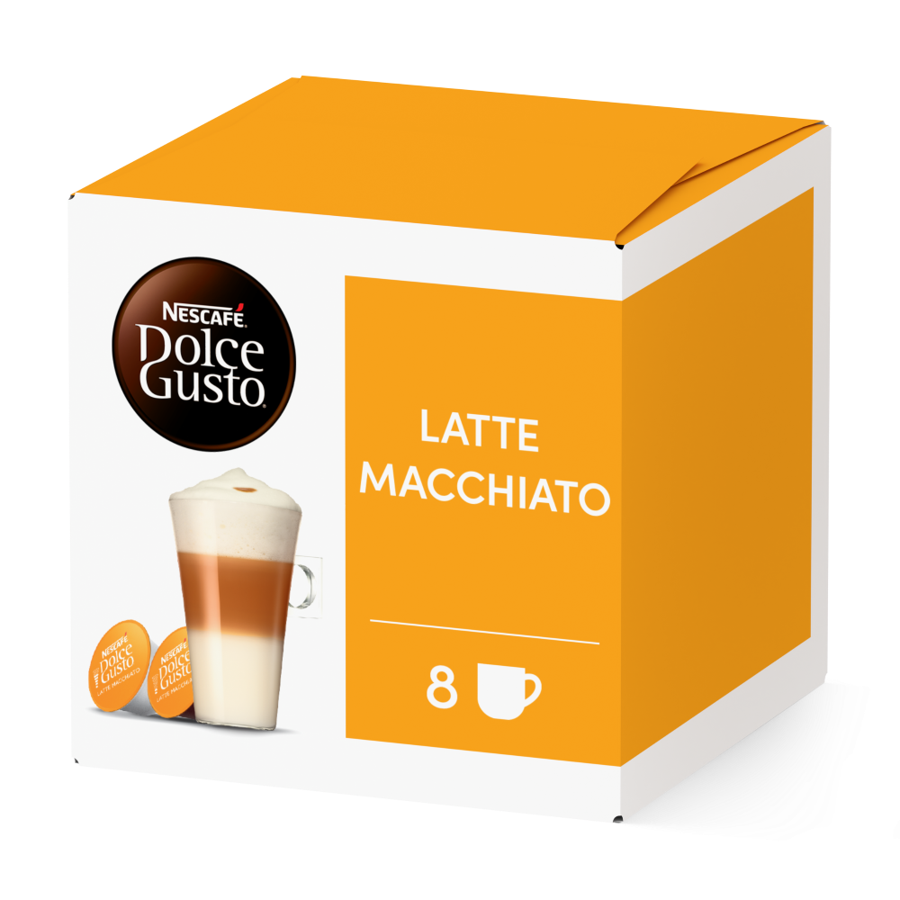 Caixa de cápsulas de café latte machiatto Dolce Gusto
