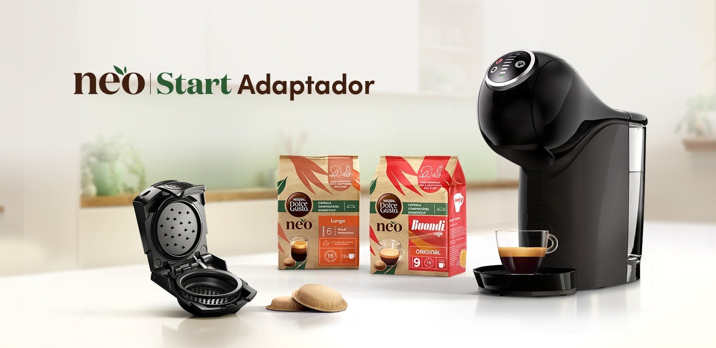 Produtos NESCAF&Eacute;&reg; Dolce Gusto&reg; e m&aacute;quina NESCAF&Eacute;&reg; Dolce Gusto&reg; com o Adaptador NEO Start&reg;