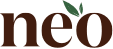 Logotipo da Neo com folha verde no 'o'