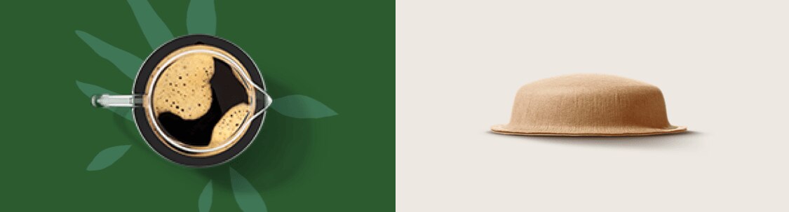 Prepara&ccedil;&atilde;o de caf&eacute; com c&aacute;psulas de papel, horizontal