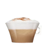 Café com leite em chávena transparente