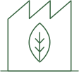 Ícone de fábrica ecológica com folha
